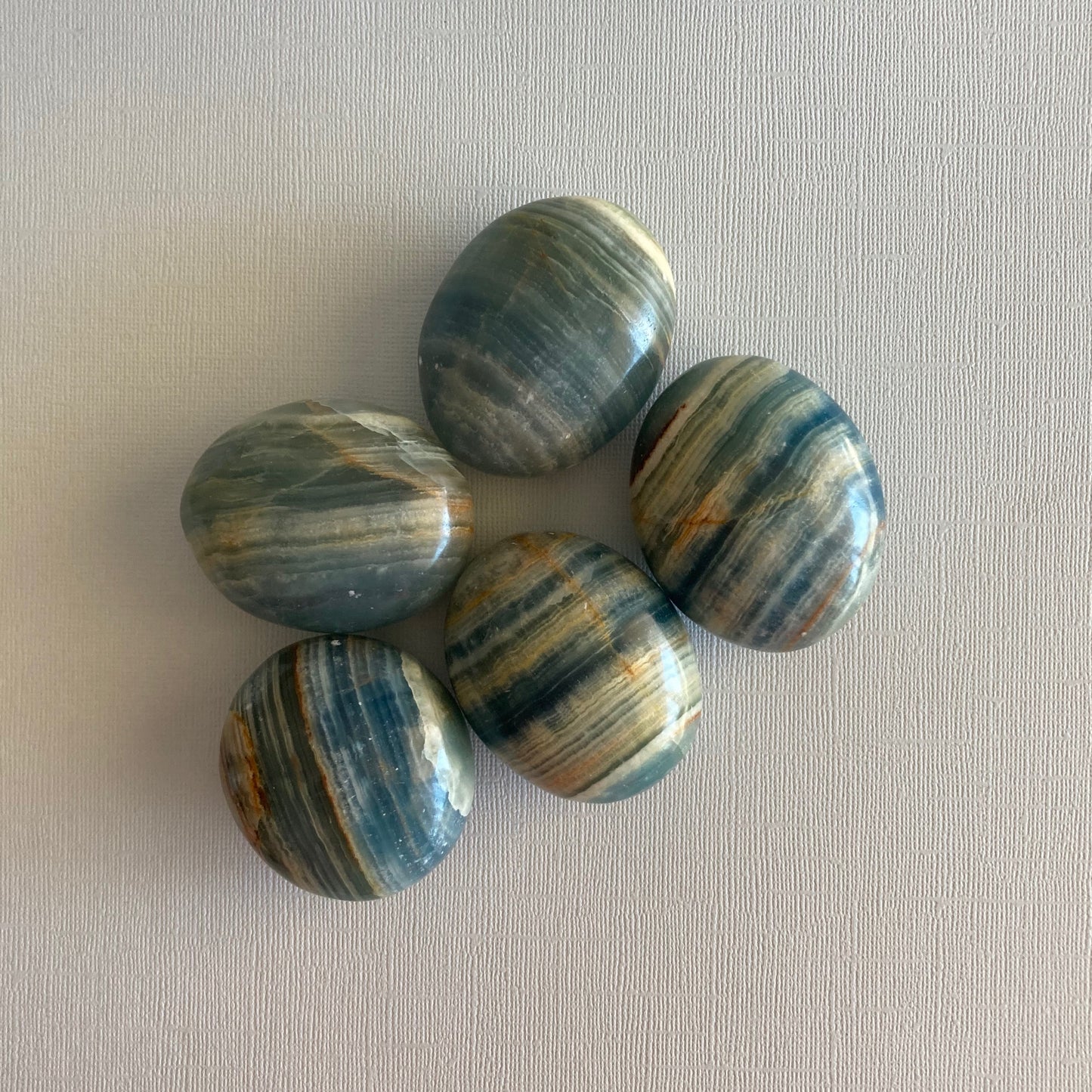 Blue Onyx / Lemurian Aquatine Calcite Palms - Star-Crossed Stones