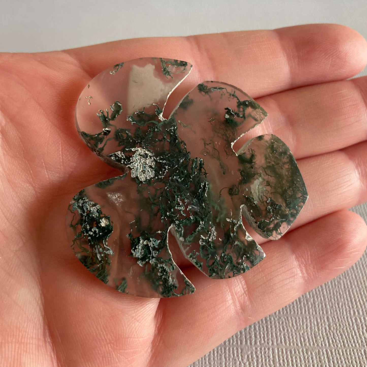 Moss Agate Monstera Leaves