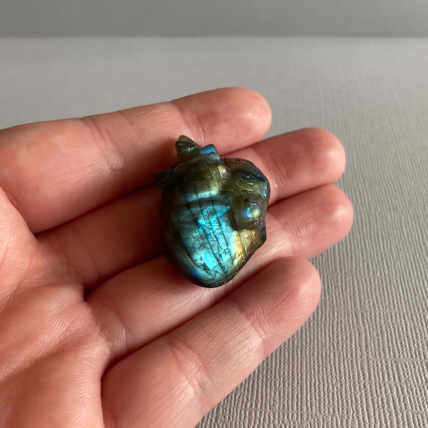 Mini Labradorite Anatomical Human Hearts - High Quality