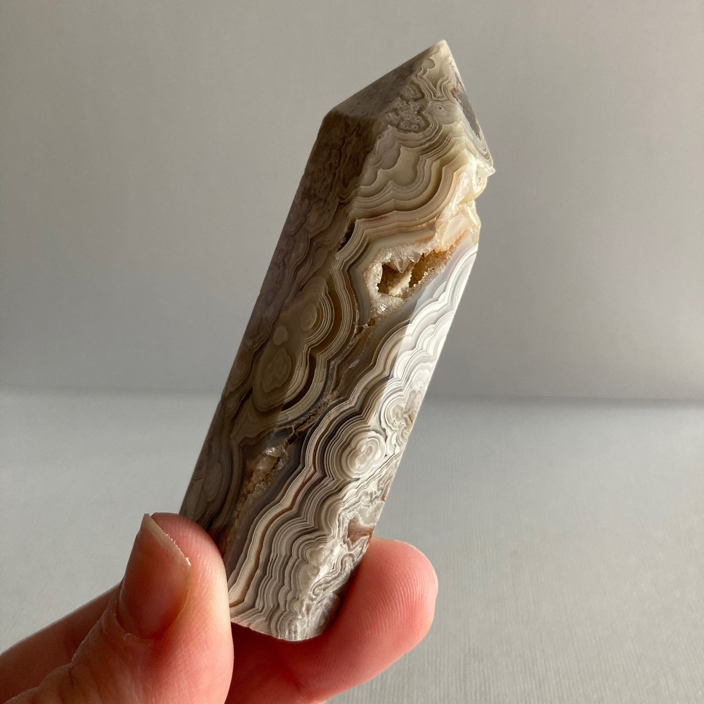 Druzy Mexican Lace Agate Tower - 72mm