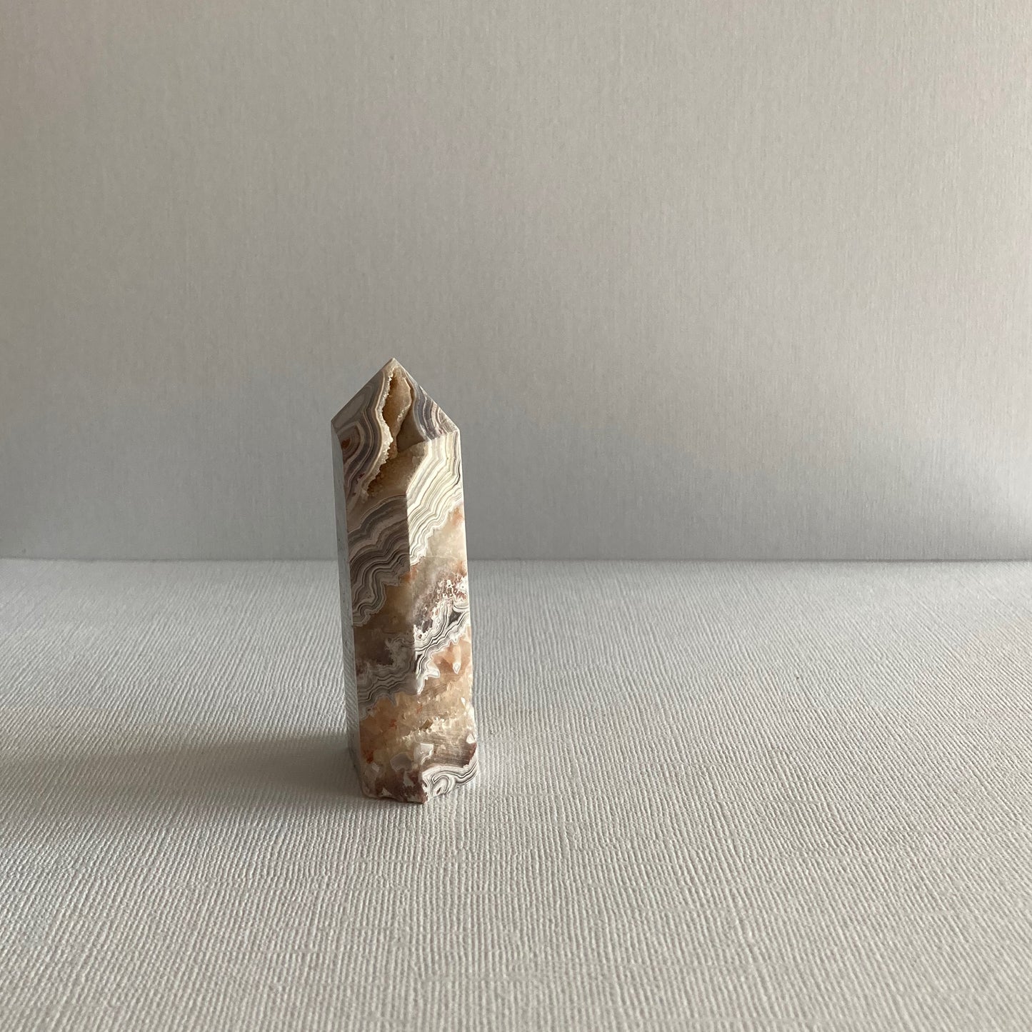 Druzy Mexican Lace Agate Tower - 86mm