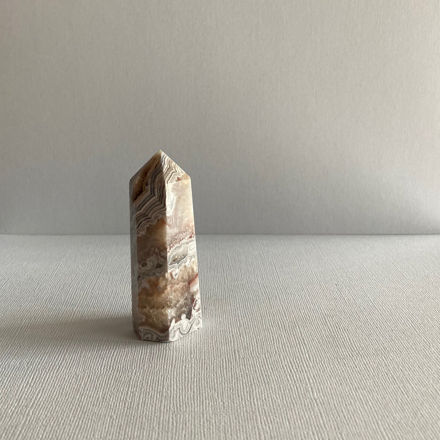 Druzy Mexican Lace Agate Tower - 86mm