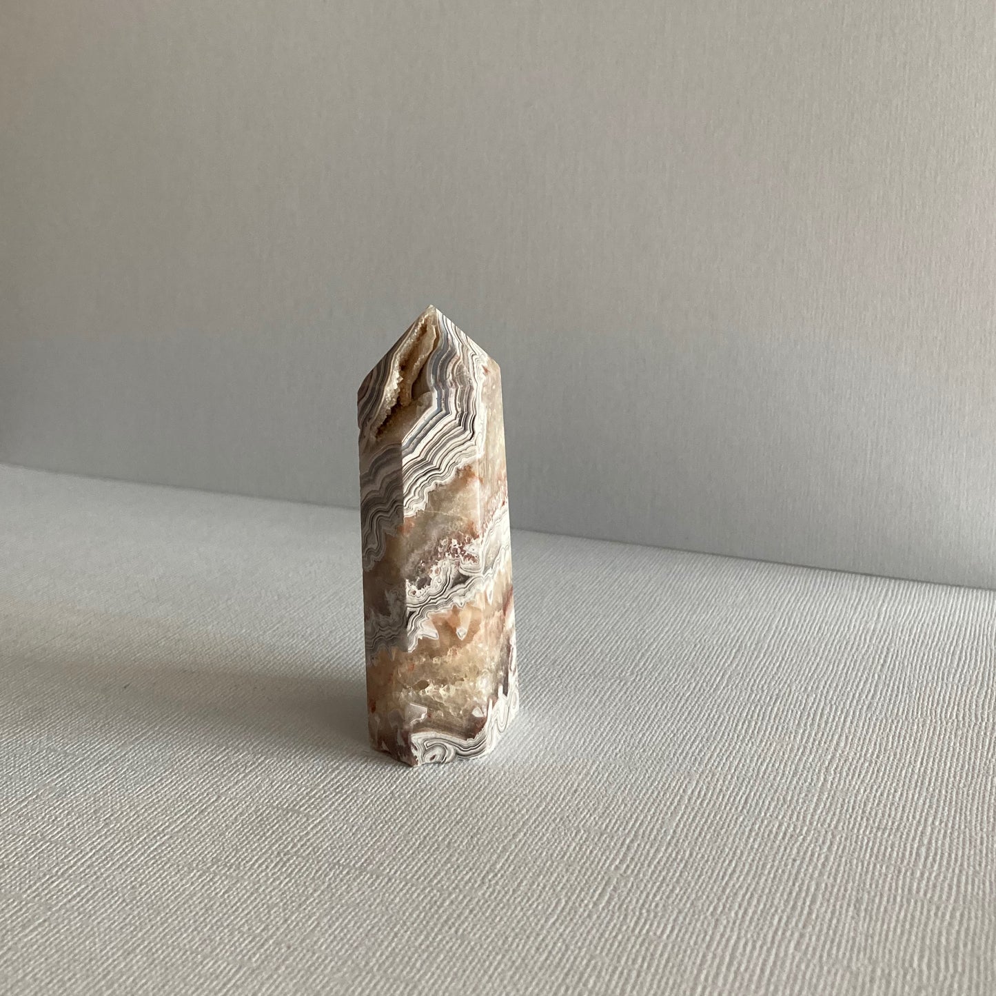 Druzy Mexican Lace Agate Tower - 86mm