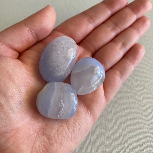 Blue Chalcedony with Quartz Tumbles