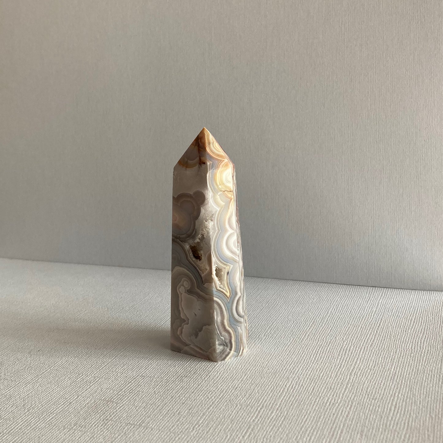 Druzy Mexican Lace Agate Tower - 90mm