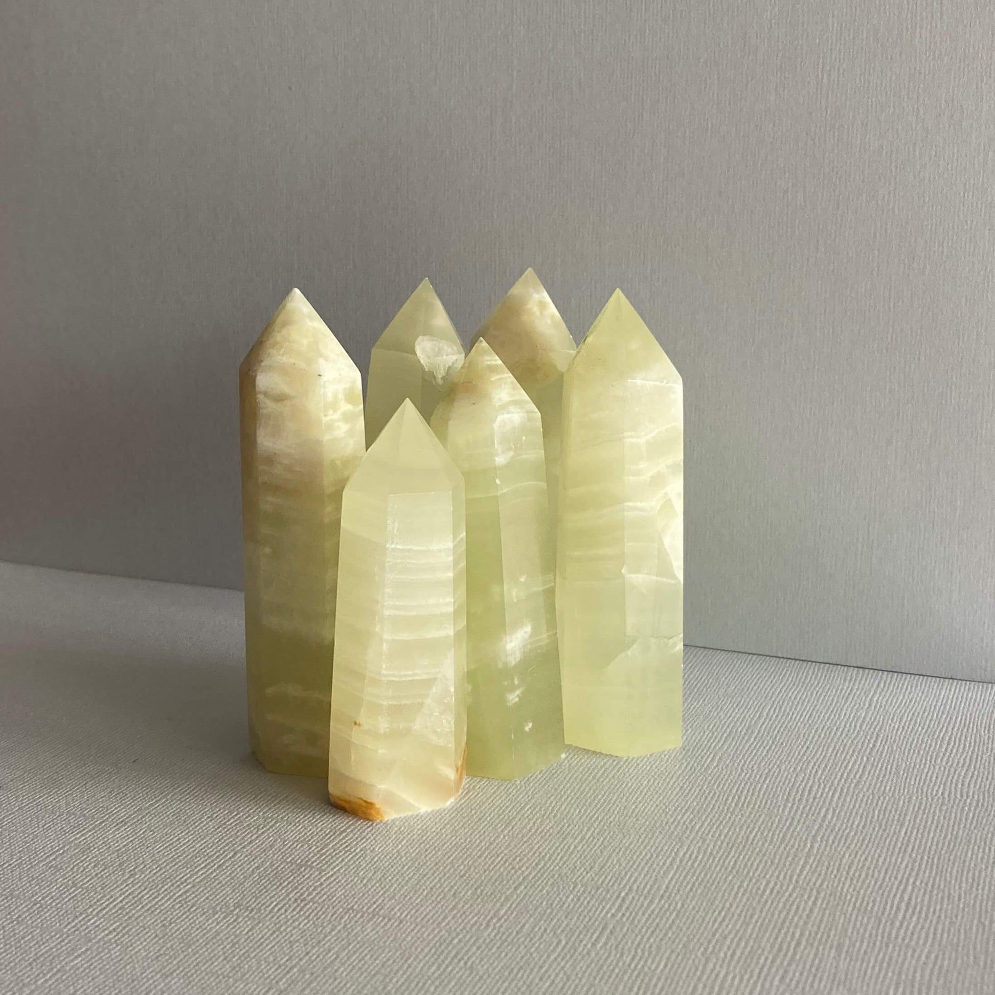 Group of small Afghan Jade aka Green Onyx towers