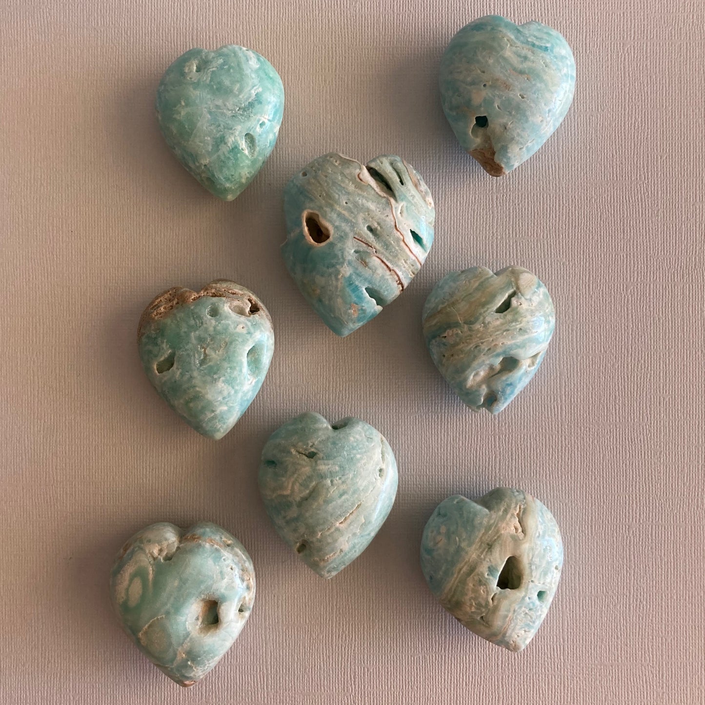 Blue Aragonite Hearts