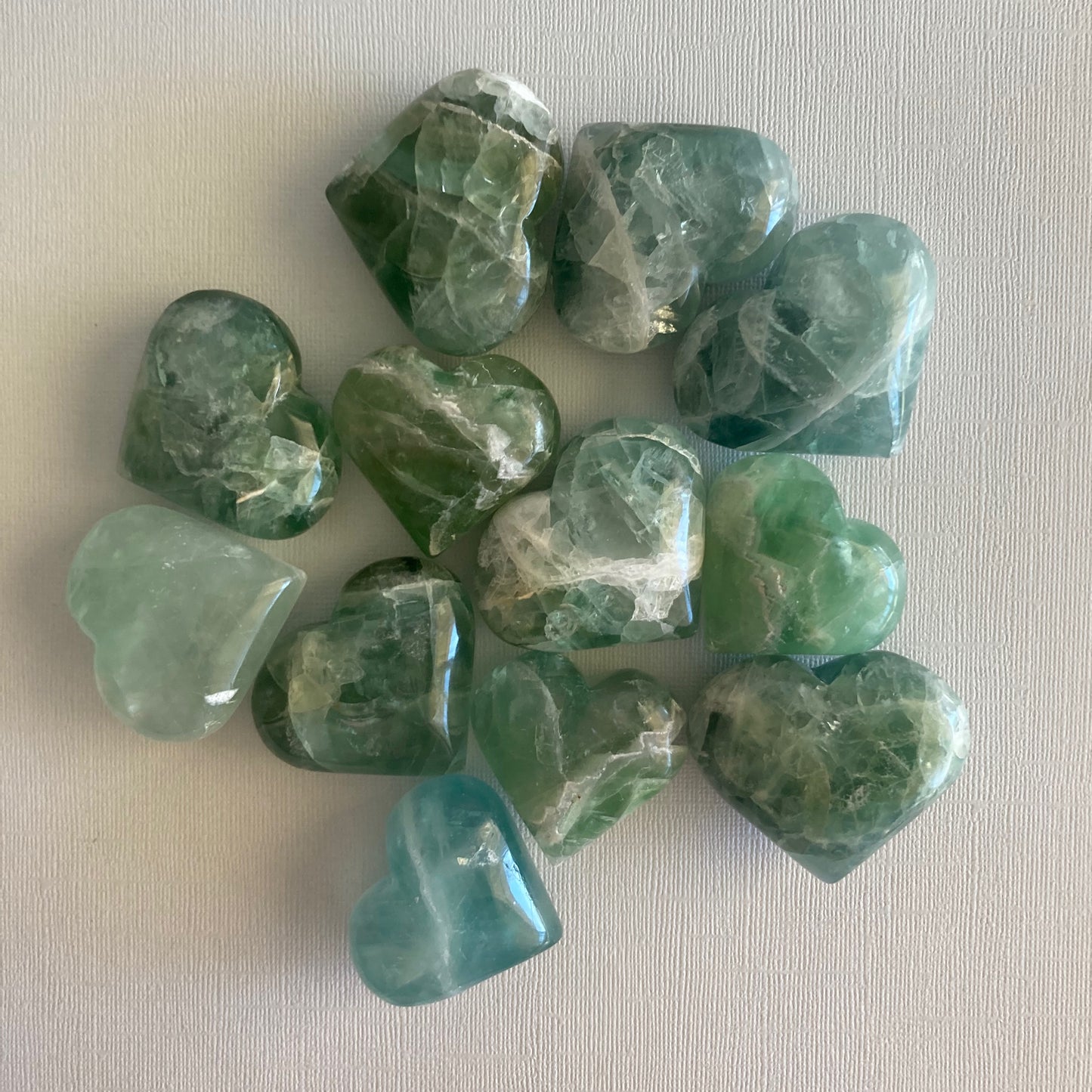 Green Fluorite Hearts