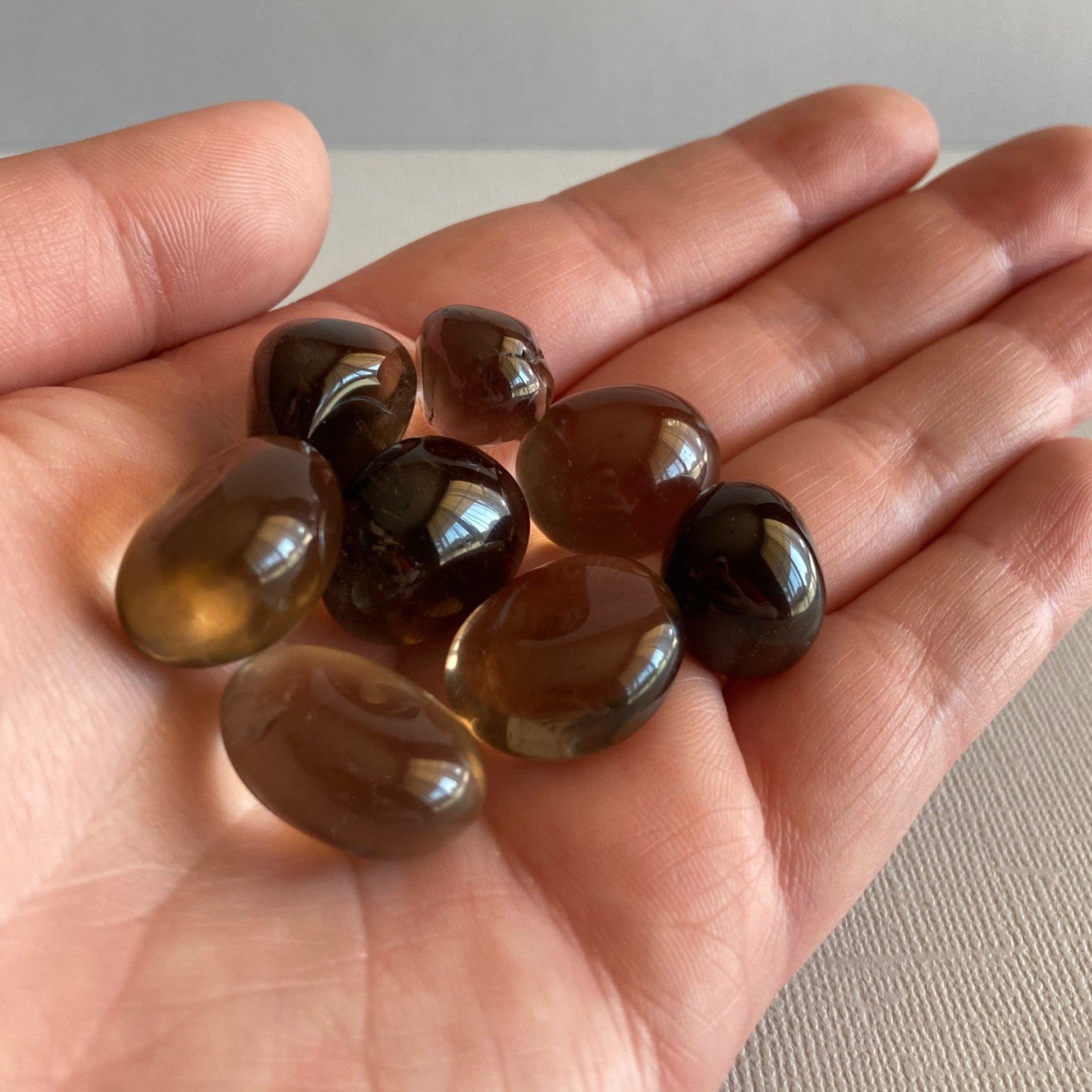 Handful of small Smokey Quartz tumbles